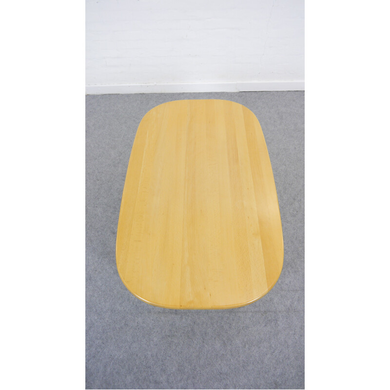 Vintage Coffee Table  in beech by Yngve Ekström boatshaped - 1980s