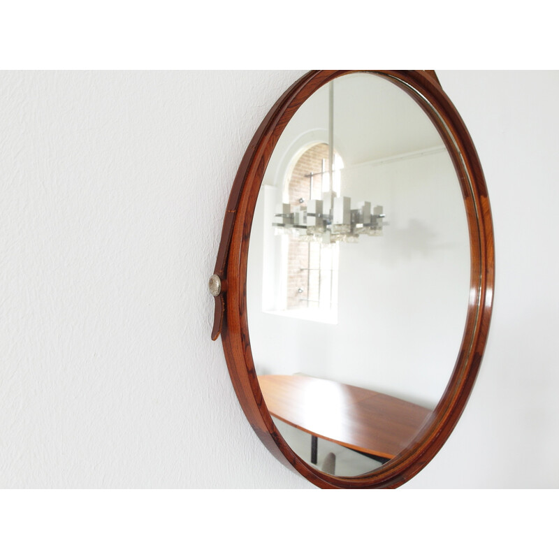 Rosewood Mirror Designed by Uno & Östen Kristiansson for Luxus - 1960s