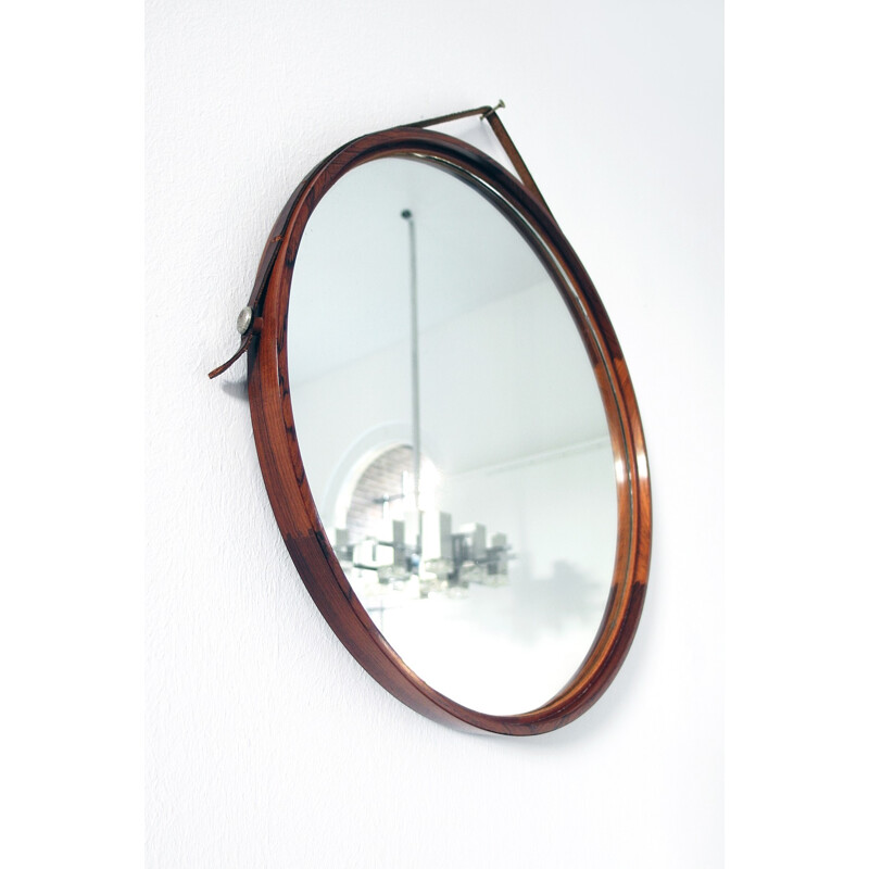 Rosewood Mirror Designed by Uno & Östen Kristiansson for Luxus - 1960s