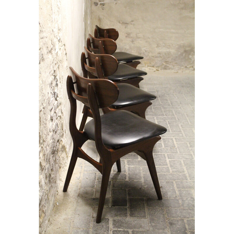 Ensemble de 4 chaises à repas de Louis van Teeffelen pour Wébé Holland - 1960