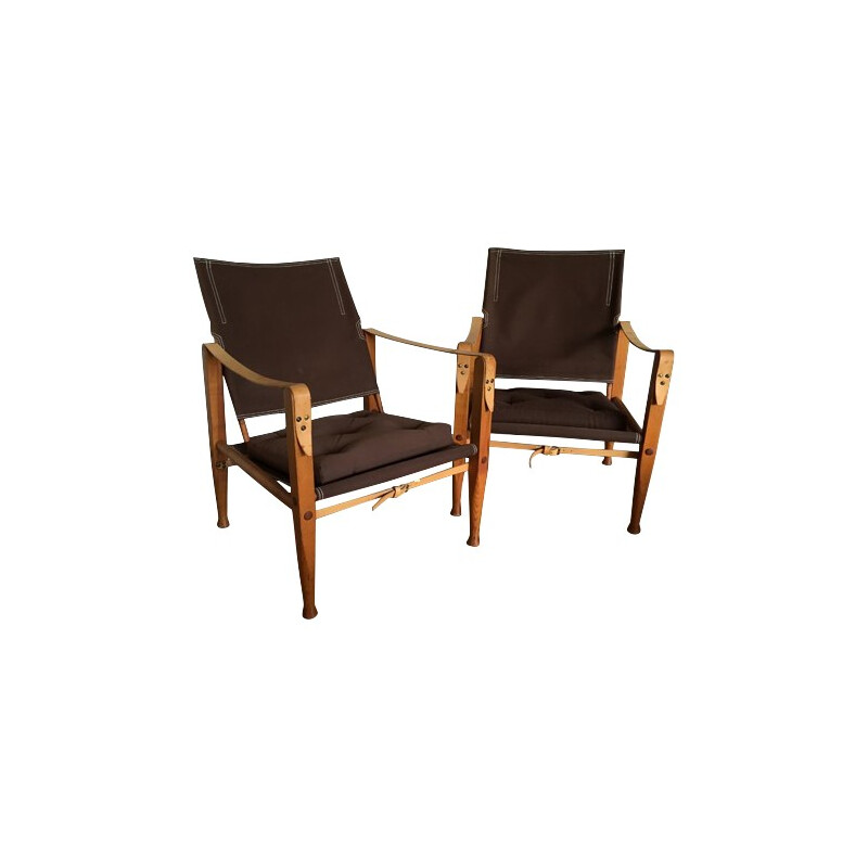 Pair of safari armchairs, Kaare KLINT - 1960s