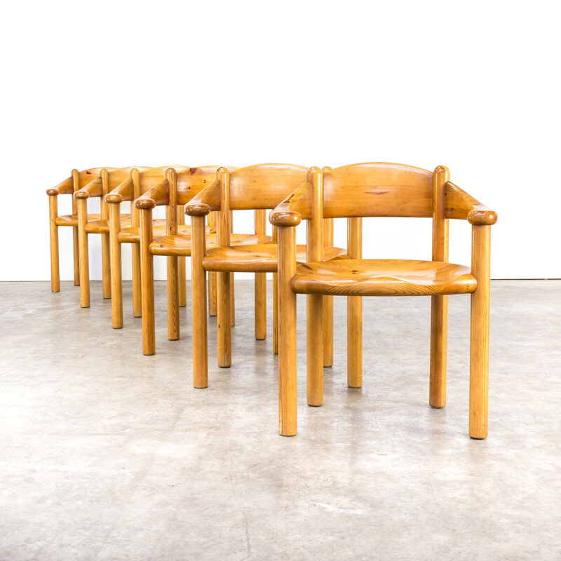 Set of 6 Pine dining chairs by  Rainer Daumiller - 1960s