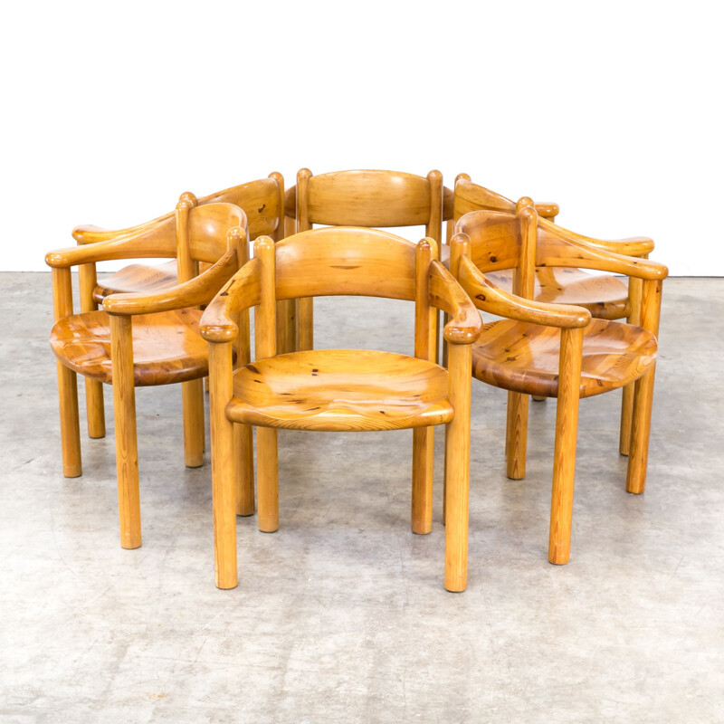 Lot de 6 chaises à repas en pin de Rainer Daumiller - 1960