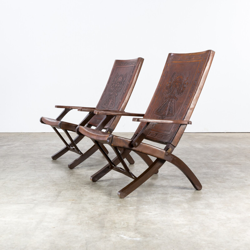 Lot de 3 pièces : 2 chaises pliantes + valise pour Meubles de Angel Pazmino pour Estilo - 1960