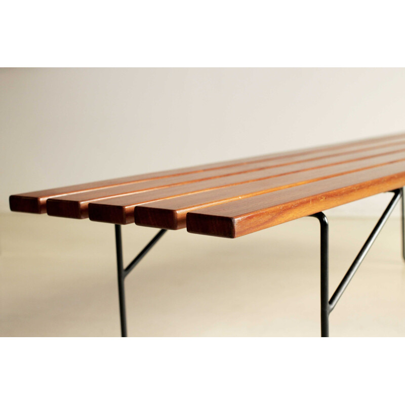 Vintage Italian Bench in wood and metal - 1960s