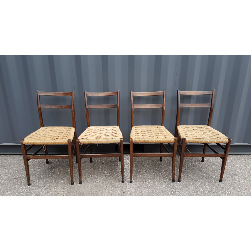 Set of 4 chairs  "Leggera" model 646 by Gio Ponti - 1950s