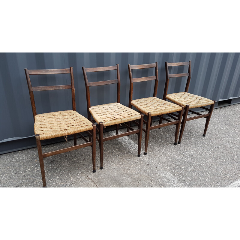 Set of 4 chairs  "Leggera" model 646 by Gio Ponti - 1950s