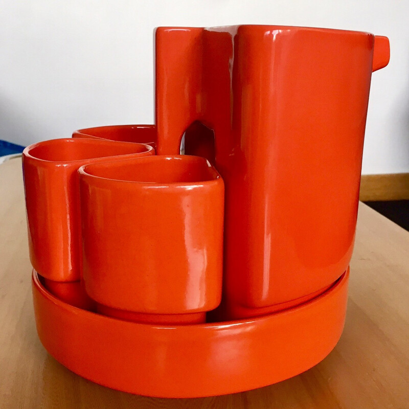 Compact ceramic orange service - 1970s