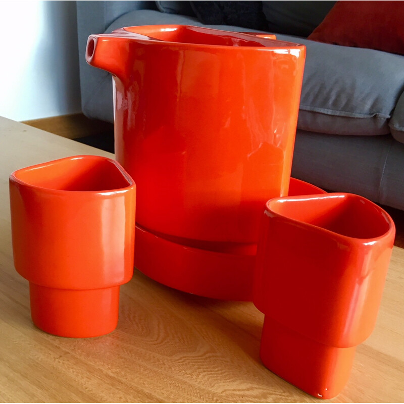 Compact ceramic orange service - 1970s