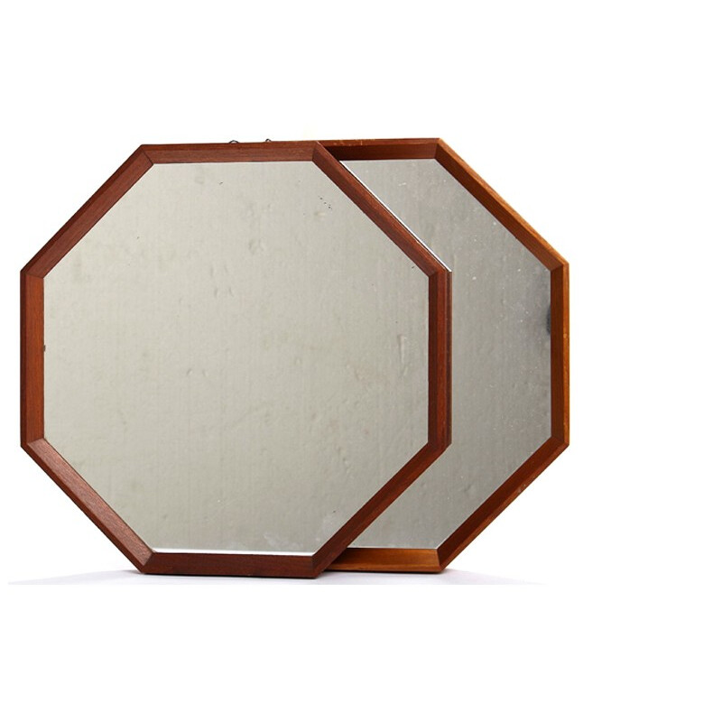Miroir octogonal en teck - années 60