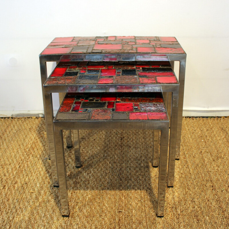 Set of 3 vintage nesting tables by Pia Manu - 1960s