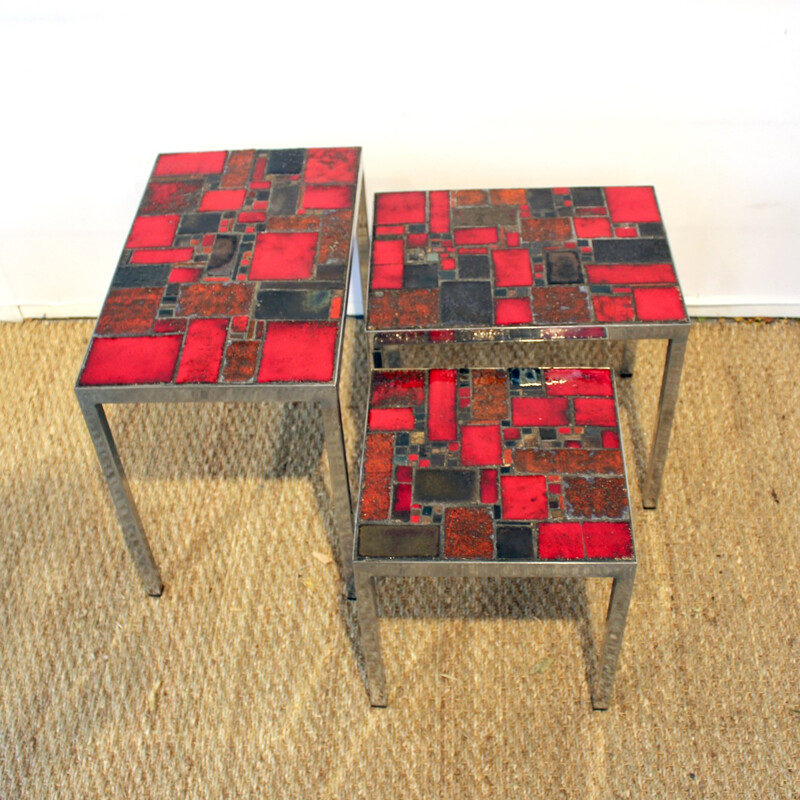 Set of 3 vintage nesting tables by Pia Manu - 1960s