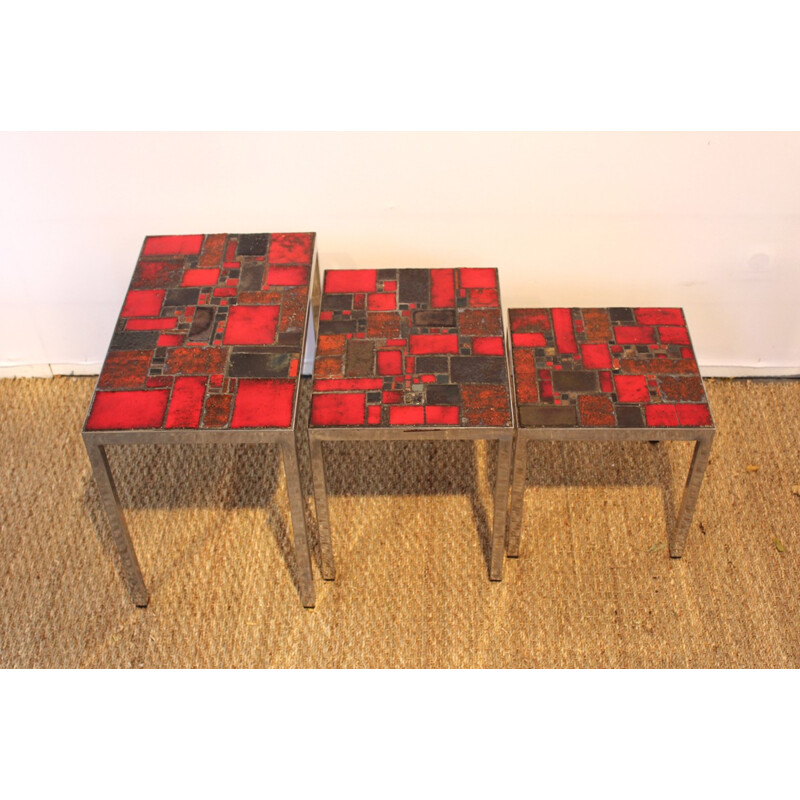 Set of 3 vintage nesting tables by Pia Manu - 1960s