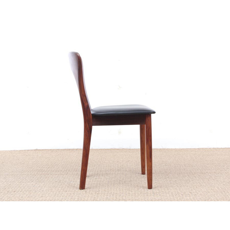 Suite de 4 chaises en palissandre de Rio, Modèle Peter de Niels Koefoed - 1970 
