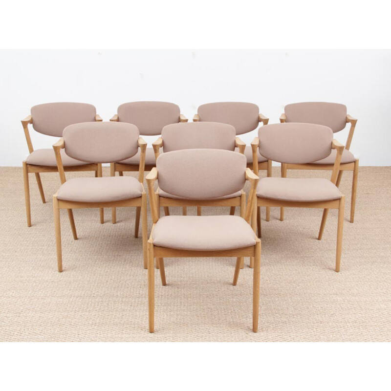 Set of 8 oak chairs, model 42 by Kai Kristiansen - 1960s