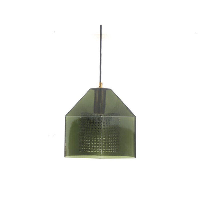 Scandinavian green glass pendant lamp - 1960s