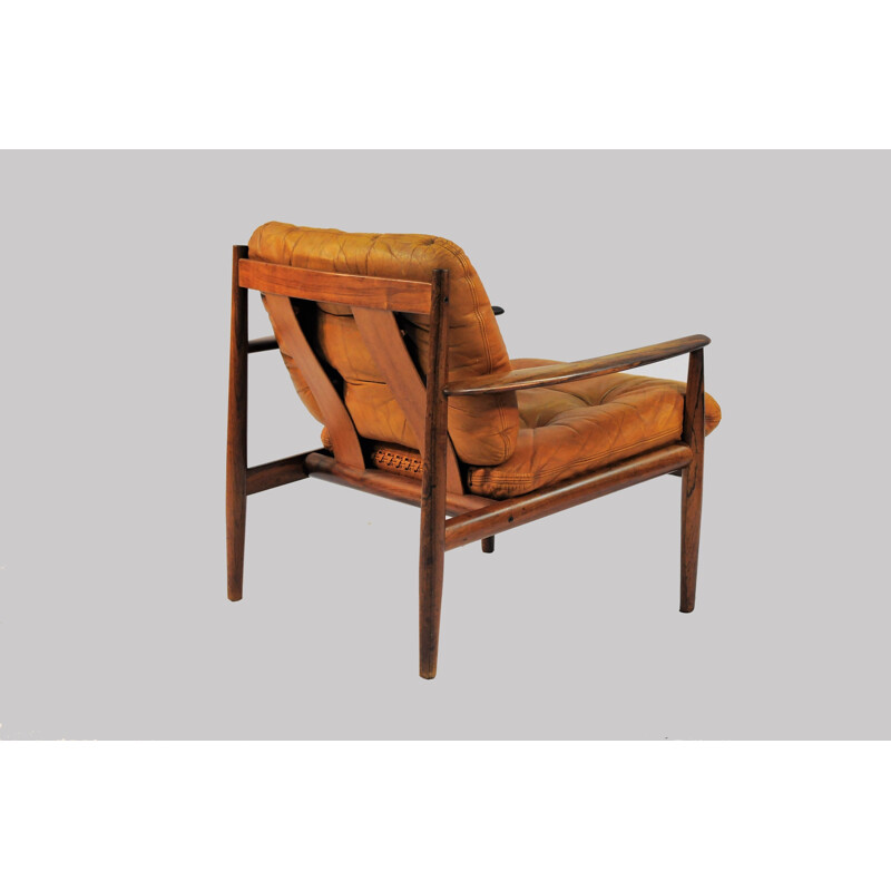 Pair of Lounge Chairs in Rosewood and Original Leather Cushions by Grete Jalk - 1960s