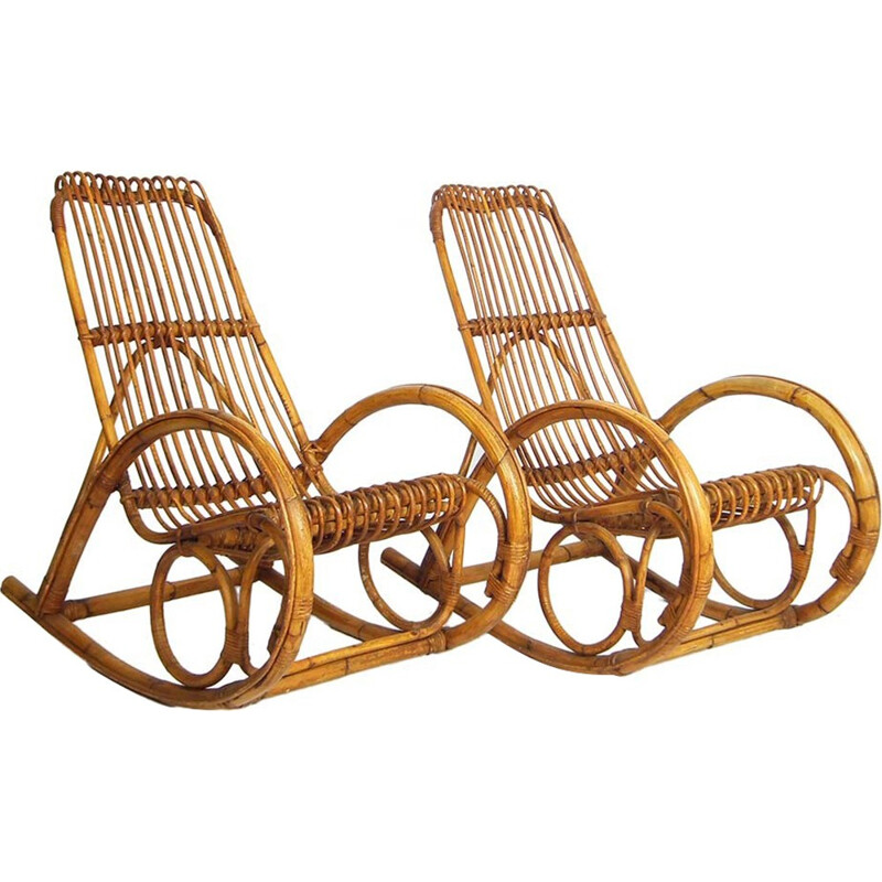 Chaises à bascule bohémiennes vintage - 1960