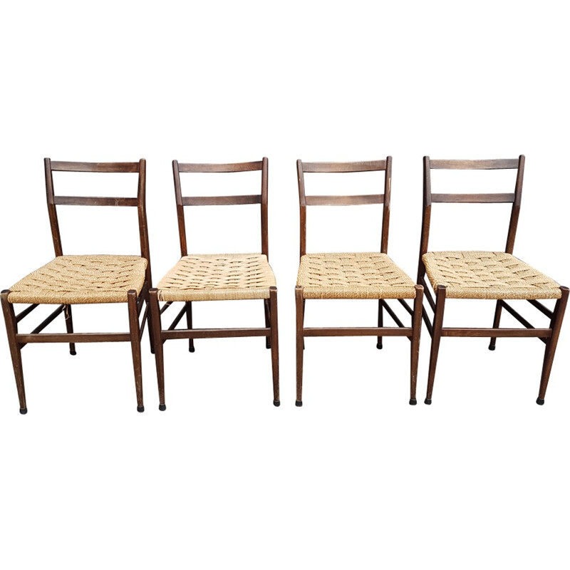Set of 4 chairs  "Leggera" model 646 by Gio Ponti - 1950s