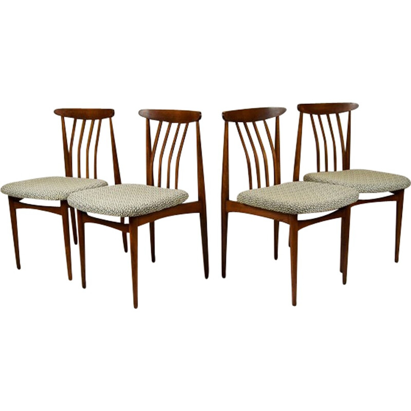 Conjunto de 4 cadeiras de jantar estofadas, Checoslováquia - 1960
