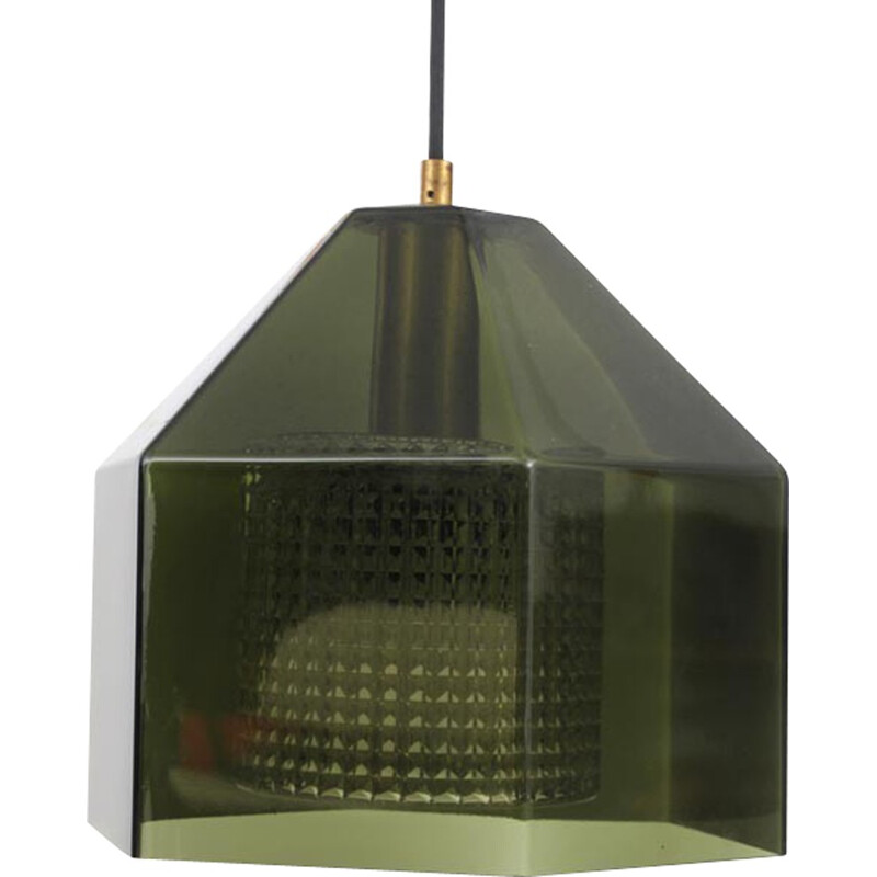 Scandinavian green glass pendant lamp - 1960s