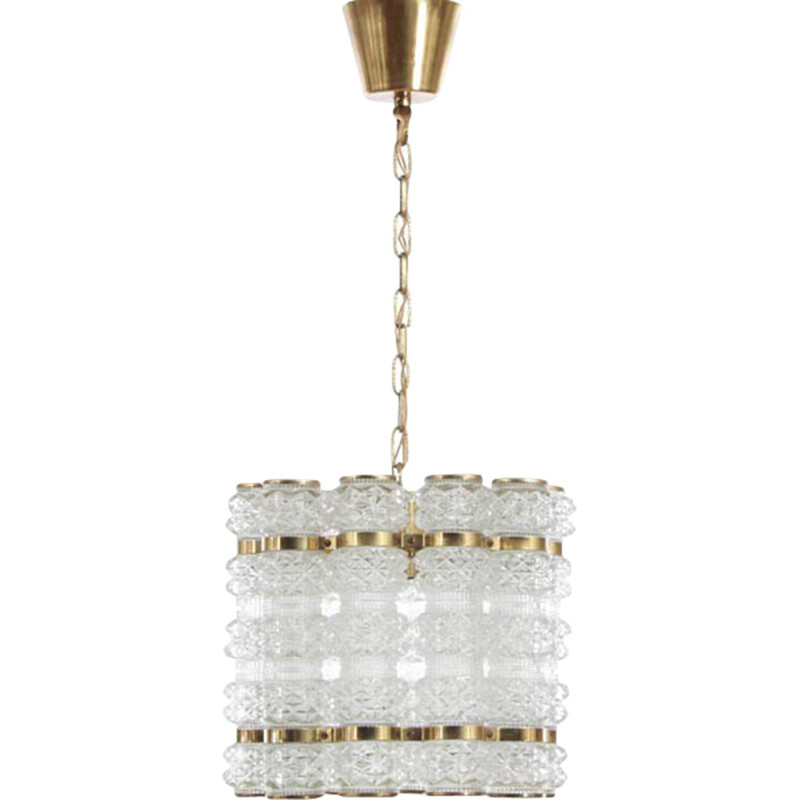 Scandinavische vintage kristallen hanglamp van Carl Fagerlund - 1960