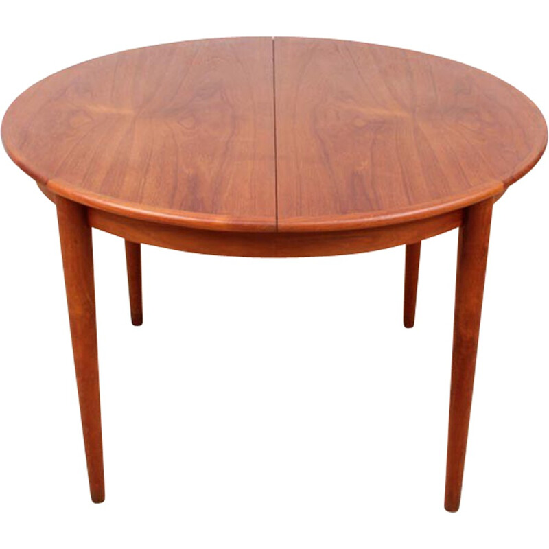 Table à repas scandinave ronde en teck - 1950