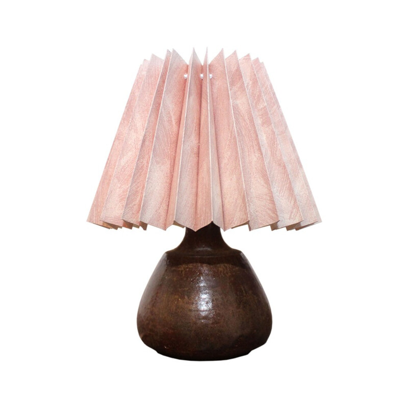 Brown ceramics table lamp by Einar Johansen produced by Soholm Stentoj - 1960s