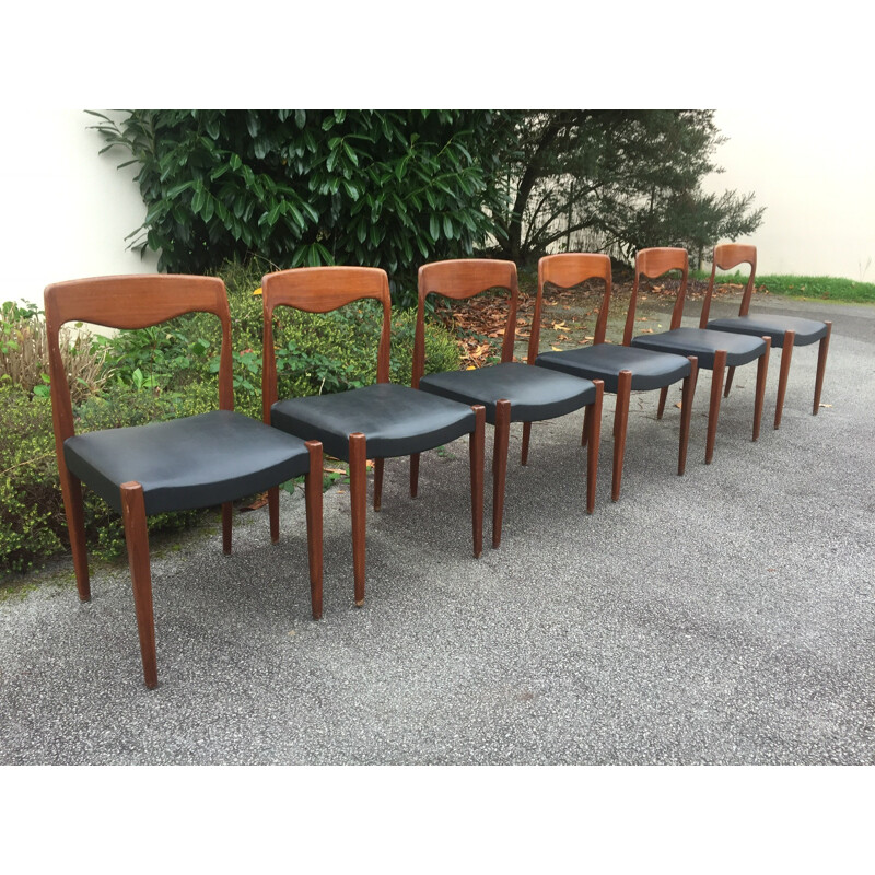 Set de 6 chaises de salon vintage de Niels O. Moller - 1960