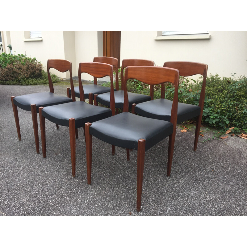 Set de 6 chaises de salon vintage de Niels O. Moller - 1960