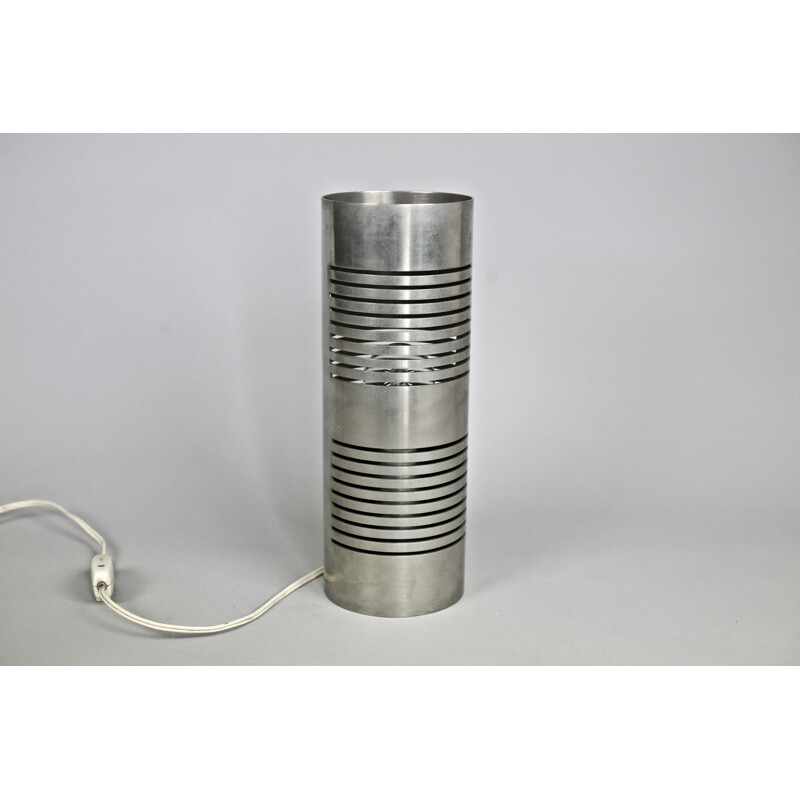 Vintage steel cylindrical table lamp, Italy 1970