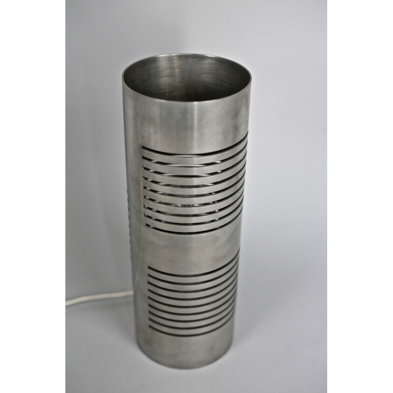 Vintage steel cylindrical table lamp, Italy 1970