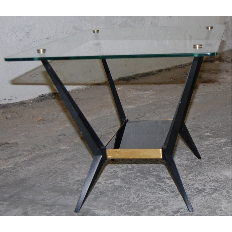 Set of two coffee tables, side table and magazine rack, Angelo OSTUNI - 1950s