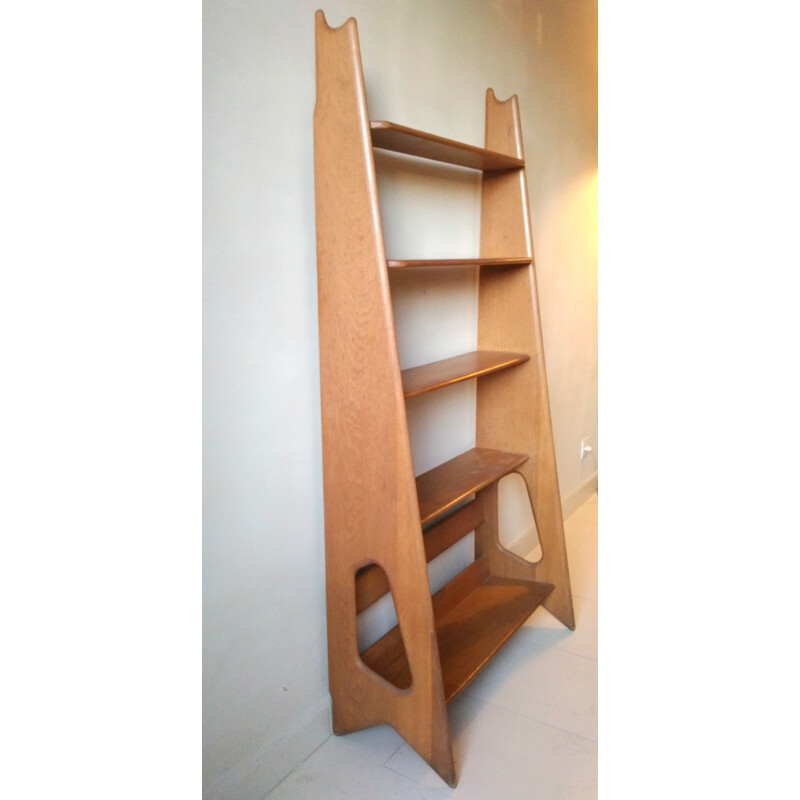 Vintage shelving system in oakwood by Pierre Cruège - 1950s