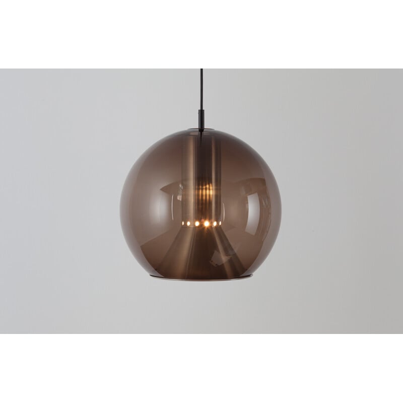 Vintage hanging lamp in smoked glass by Frank Ligtelijn - 1960s