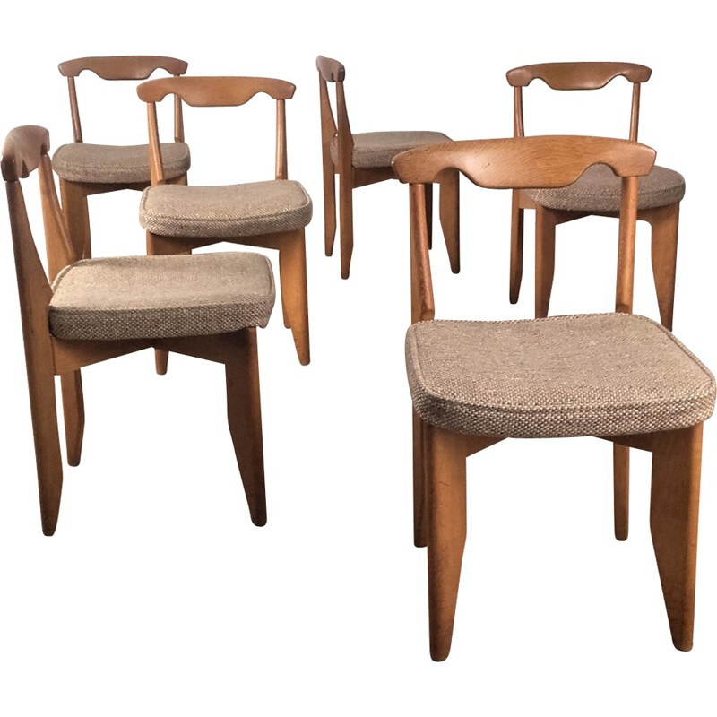 Lot de 6 chaises de Guillerme et Chambron - 1960