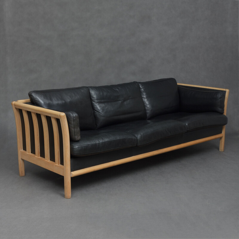 Canapé en cuir noir de Mogens Hansen - 1980