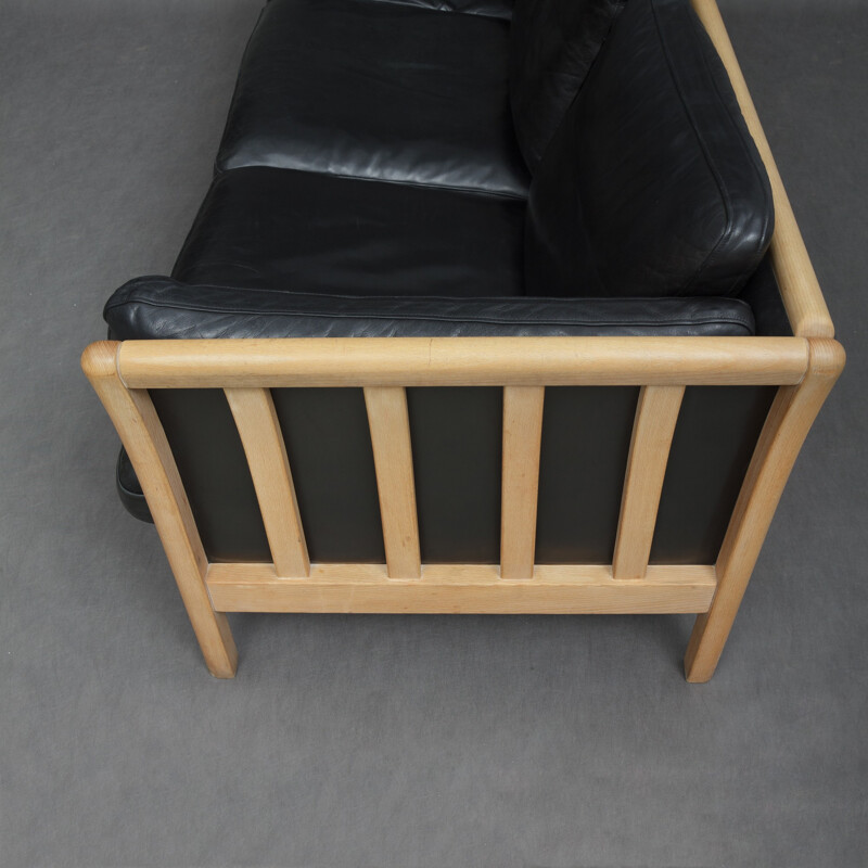 Canapé en cuir noir de Mogens Hansen - 1980