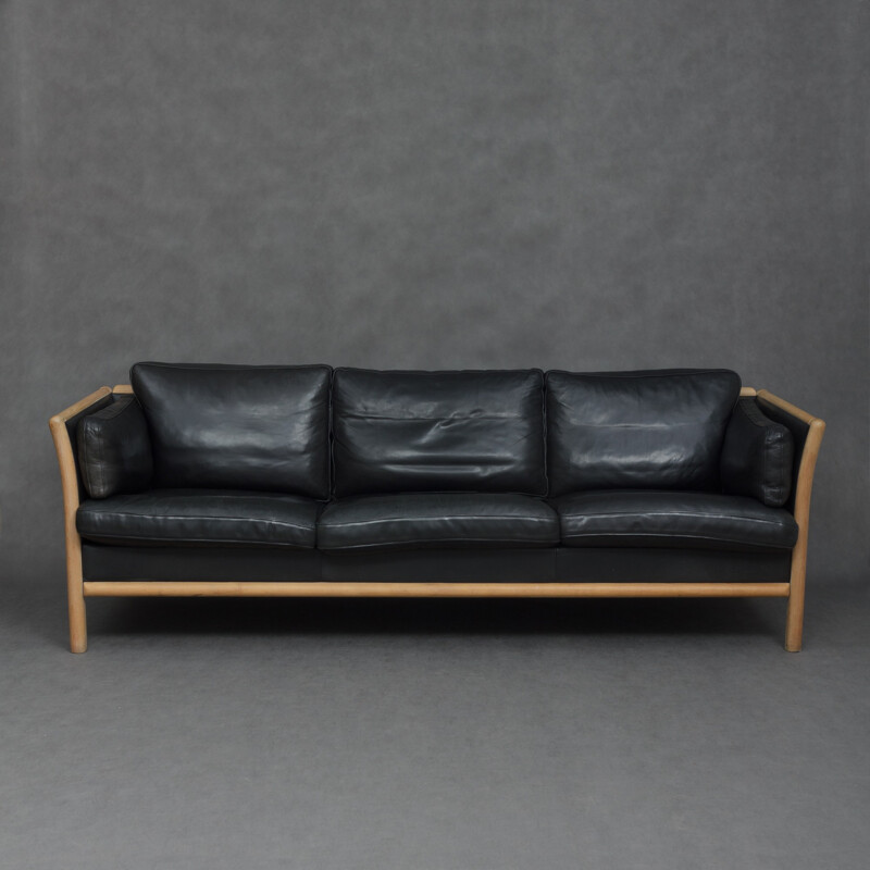 Black leather sofa by Mogens Hansen - 1980s