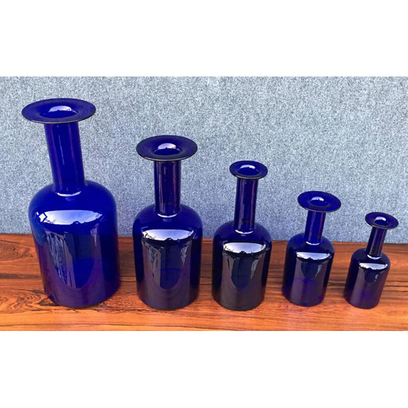 Set of 5 Blue Guvase by Otto Brauer for Holmegaard - 1960s