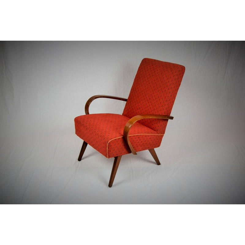 Bentwood Vintage Red Lounge Chair by Thon - 1960s