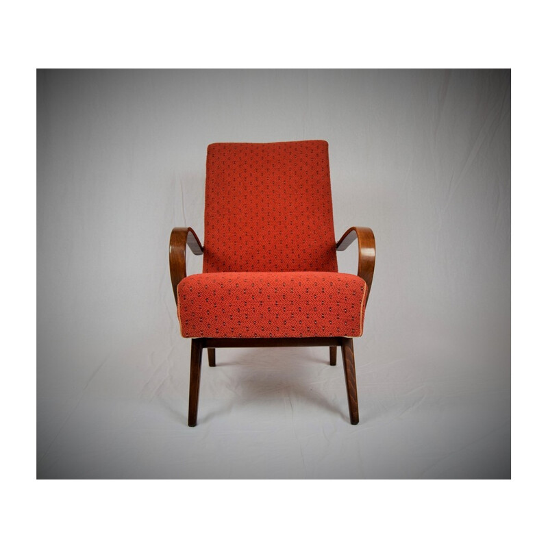 Bentwood Vintage Red Lounge Chair by Thon - 1960s