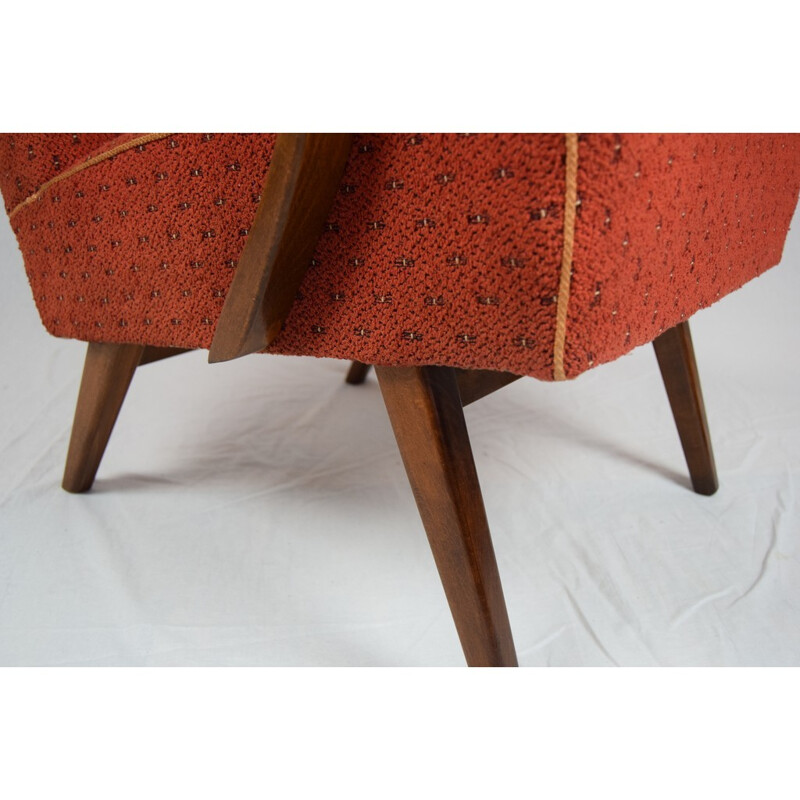 Bentwood Vintage Red Lounge Chair by Thon - 1960s