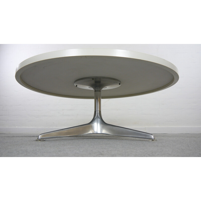 Vintage 4 star aluminum coffee table with white laminated top by Horst Brüning for COR Sedia, Germany 1970