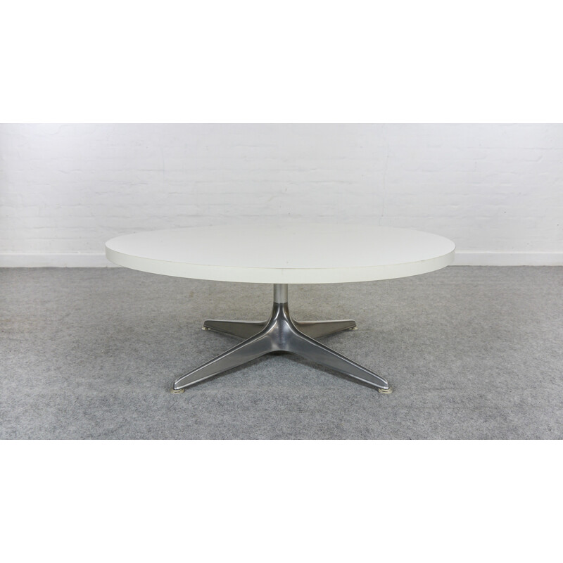 Vintage 4 star aluminum coffee table with white laminated top by Horst Brüning for COR Sedia, Germany 1970