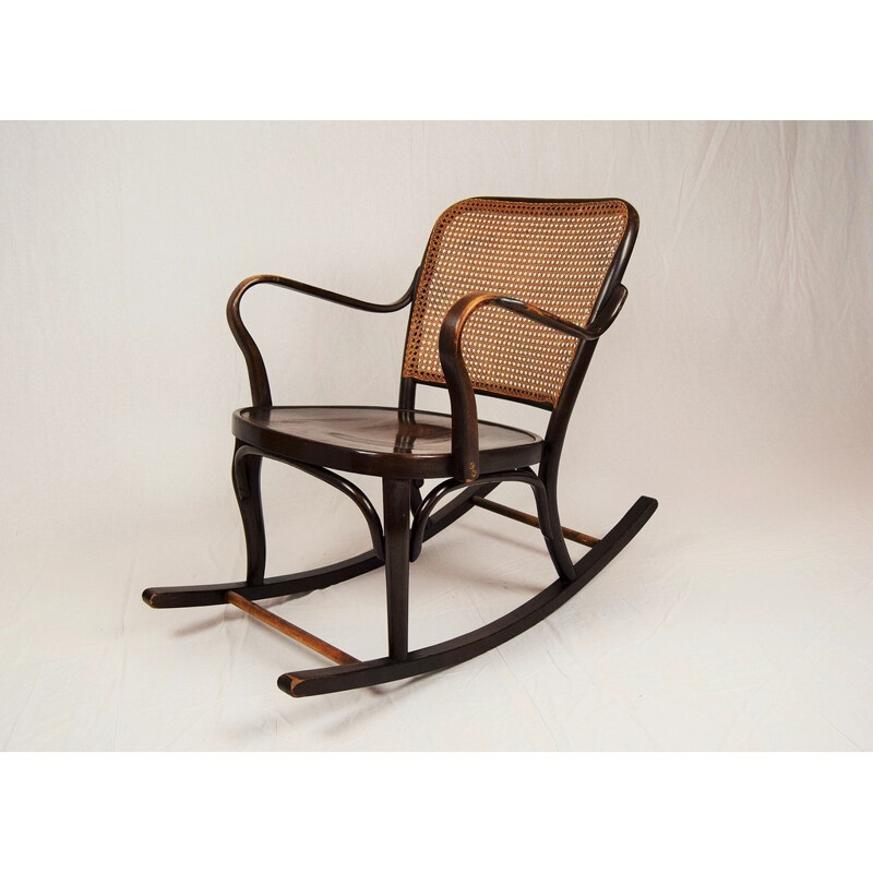 Vintage oak bentwood rocking chair by Josef Frank for Thonet A 752, 1930