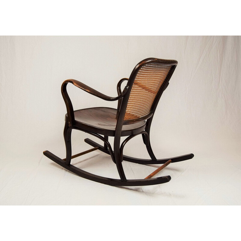 Vintage oak bentwood rocking chair by Josef Frank for Thonet A 752, 1930
