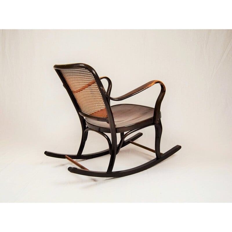 Vintage oak bentwood rocking chair by Josef Frank for Thonet A 752, 1930