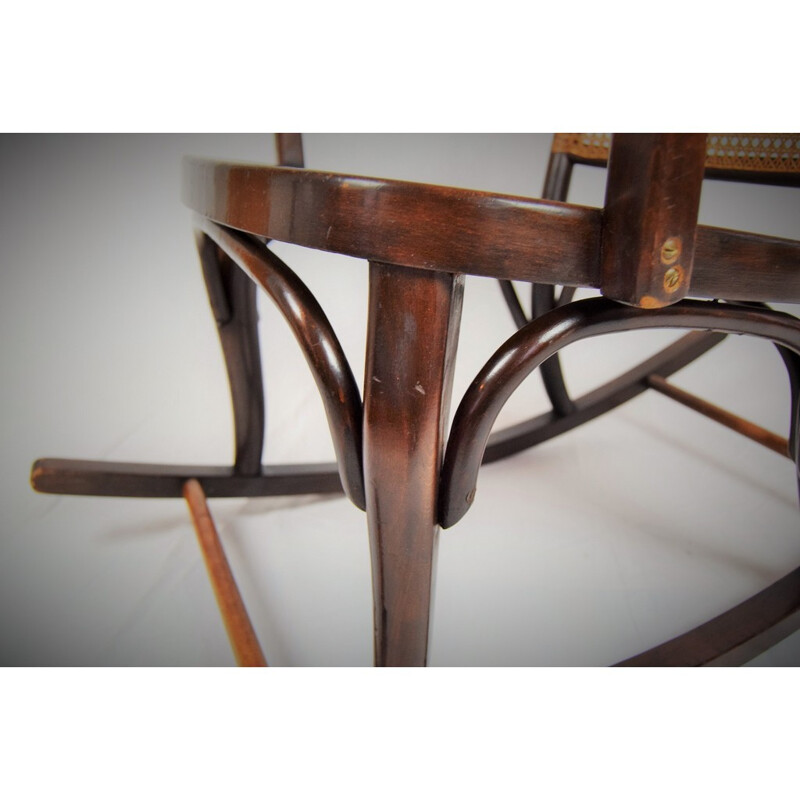 Vintage gebogen eikenhouten schommelstoel van Josef Frank voor Thonet A 752, 1930