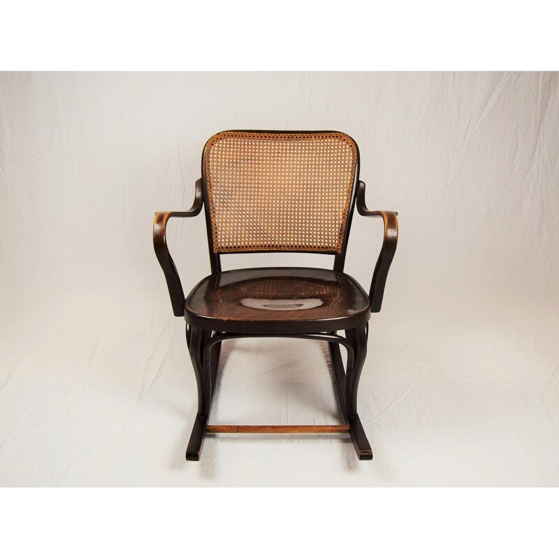 Cadeira de balanço de carvalho Vintage bentwood por Josef Frank para Thonet A 752, 1930